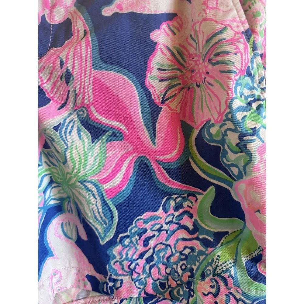 Lilly Pulitzer Jayne Stretch Shorts Size 12 Vibrant Floral Print Pockets Preppy